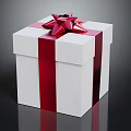 Daily Necessities White Gift Box With Red Ribbon And Bow Decoration