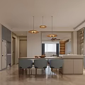 Modern Living Dining Room Interior With Ceiling Fan TV Wall Wine Racks Round Coffee Table