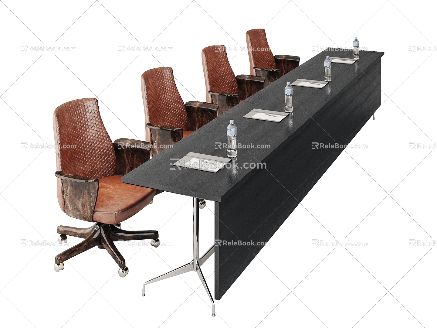 Office meeting table and chair combination 3d model