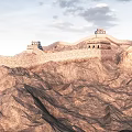Great Wall Scenery With Rolling Hills And Ancient Watchtowers Under Cloudy Sky