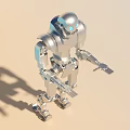 Smart Humanoid Machine With Silver Mechanical Structure And Articulated Joints Standing