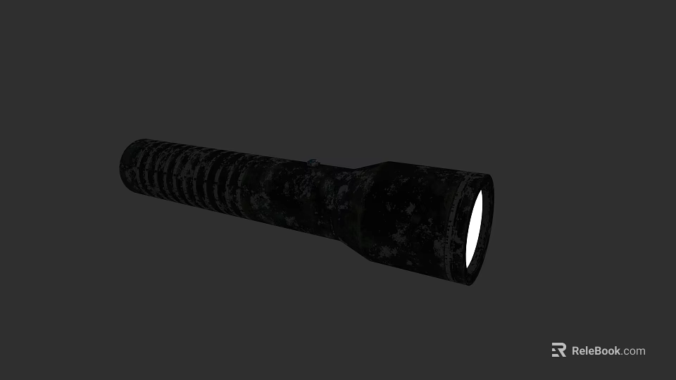 Black Textured Handheld Flashlight As Portable Entertainment Appliance With Bright LED Light 3d model 