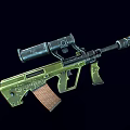 Green Tactical Assault Rifle With Brown Wooden Stock Scope And Suppressor