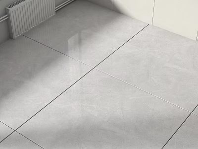 Modern Gray Polished Floor Tiles Featuring Smooth Surface And Shiny Finish In Interior Space 3d model