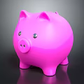 Pink Piggy Bank Decorative Ornament Set With Shiny Surface And Dark Background