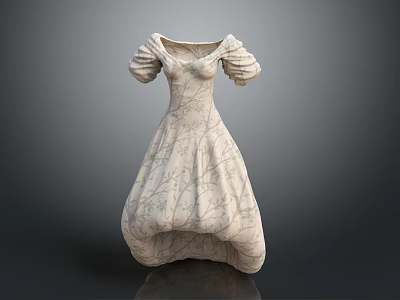 Intricately Carved Dress Sculpture With Elegant Floral Patterns And Artistic Design Details 3d model