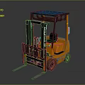 Orange Caterpillar Industrial Forklift With Metal Mast Forks Wheels And Operator Cab