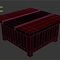 Red Square Wooden Table With Decorative Dark Stripe And Hollow Side Structure