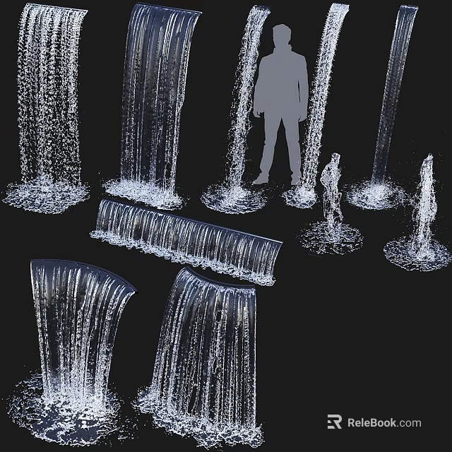 Various Water Feature Fountain Designs With Flowing Water And Human Figure 3d model 