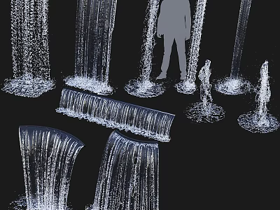 Various Water Feature Fountain Designs With Flowing Water And Human Figure 3d model