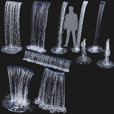 Various Water Feature Fountain Designs With Flowing Water And Human Figure 3d model