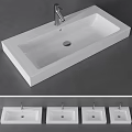 Contemporary Modern White Rectangular Ceramic Bathroom Washbasin With Sleek Design And Chrome Faucet