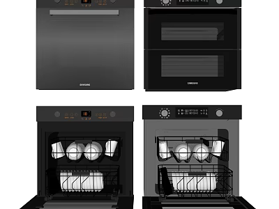 Samsung Built in Kitchen Appliances Dishwashers and Ovens with Interior Utensil Racks 3d model