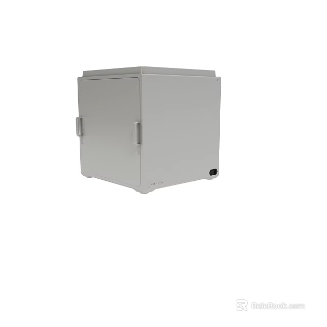 Gray Square Cabinet With Handles And Small Black Bottom Component 3d model 