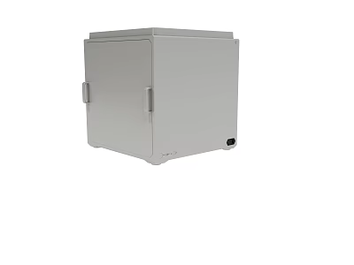 Gray Square Cabinet With Handles And Small Black Bottom Component 3d model