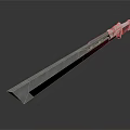Futuristic Long Blade Weapon With Metallic Finish And Yellow Orange Accents