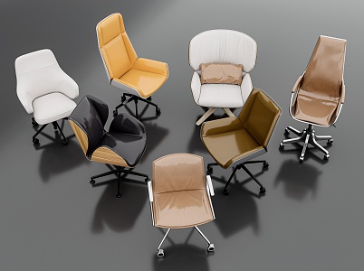 Solid Wood Leather Office Chair Boss Chair Swivel Chair Computer Chair High-end Office Chair Computer Combination 3d model