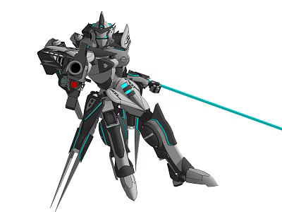 Electric Toy Mecha Robot with Blue Lightsaber Shoulder Cannon Battle Pose Detailed Design 3d model
