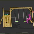 Wooden Kids Play Furniture Set With Swings Slide And Storage Drawers