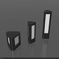Modern Outdoor Lights With Three Different Geometric Shapes And Illuminated Panels