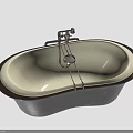 Vintage Oval Black And White Bathtub With Classic Metal Faucet Fixture
