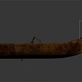 Traditional Wooden Boat With Oar Interior Seats And Natural Wood Planks