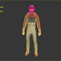 Full Body Racing Character In Red White Blue Suit With Helmet Standing Against Gray Background