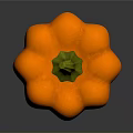 Plump Fresh Orange Pumpkin With Green Stem On Dark Background