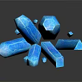Blue Crystal Cluster Decorative Household Item With Multiple Long Prisms And Reflection