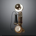 Vintage Telephone With Wooden Base Brass Receiver And Rotary Dial