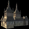 Historic Medieval Architecture With Pointed Towers Stone Walls And Wooden Frames