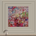 Colorful Abstract Painting With Thick Brushstrokes And Textured Home Decor Hanging On Wall