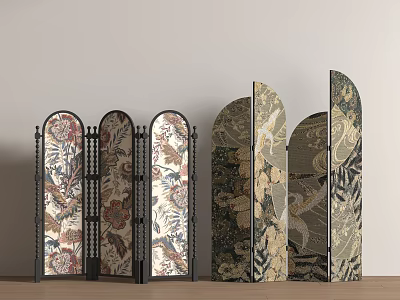 French American Style Screen Wooden Screen Folding Screen 3d model