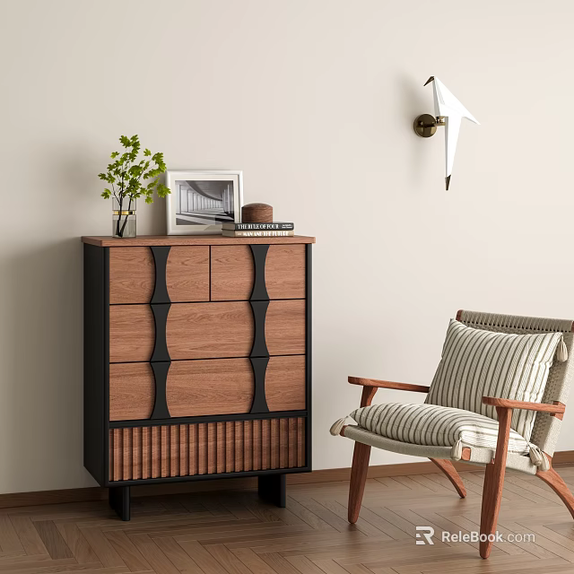 Retro Natural Wooden Chest Of Drawers For Warm Cozy Home Storage And Comfortable Living Space 3d model 