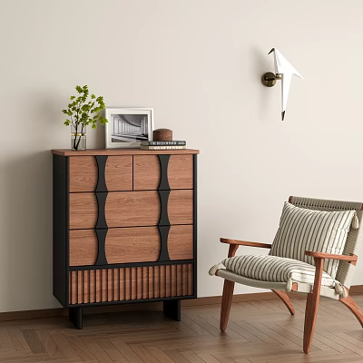 Retro Natural Wooden Chest Of Drawers For Warm Cozy Home Storage And Comfortable Living Space 3d model