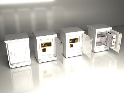 White Commercial Safes For Secure Storage With Open And Closed Doors 3d model