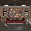 American Style Wine Cellar Bar Wine Tasting Area Industrial Style Liquor Famous Wine Combination Red Wine Combination Barware Bar Counter Area Meeting Area Sofa Combination Bar Chair 3d model
