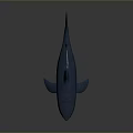 Realistic Blue Shark Model With Dark Gray Background And Reflection