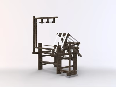 Vintage Wooden Loom With Handcrafted Frame And Traditional Weaving Mechanism 3d model