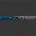 Futuristic Modern Tactical Rifle With Blue Green Components And Shiny Metallic Finish