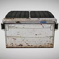 Public Outdoor Metal Trash Bin With Rusted Surface And Black Lid