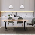 Modern Dining Table and Chair Combination Dining Table and Chair Chandelier Combination 3d model