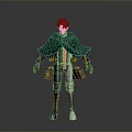 Man With Green Cape And Mechanical Arms In Action Figure Design