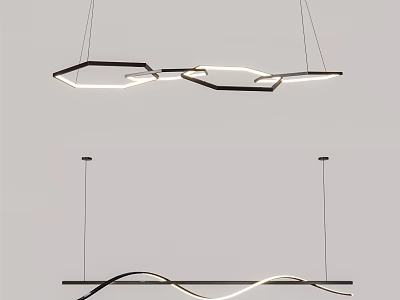 Modern Geometric Curved Pendant Lights With Black White Finish And Contemporary Design 3d model