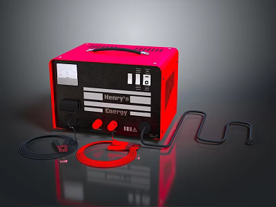 Henry's Red Portable Emergency Equipment With Power Cables And Flexible Hoses 3d model