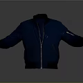 Blue Bomber Jacket With Zipper Closure And Long Sleeves Design 3d model