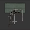Industrial Equipment With Multiple Metal Pipes Valves And Support Frame Structure