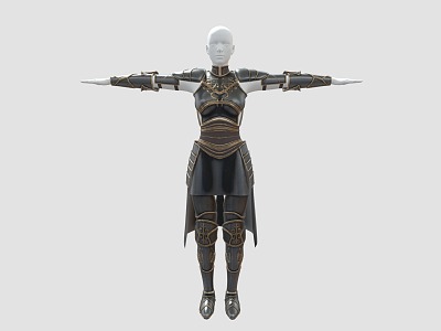 Chinese style female armor soldiers armor ancient iron armor 3d model