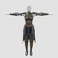 Black And Gold Weapon Armor With Intricate Decorations On Humanoid Model Arms Outstretched