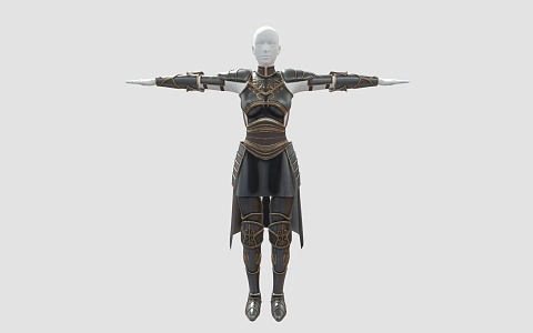 Chinese style female armor soldiers armor ancient iron armor 3d model